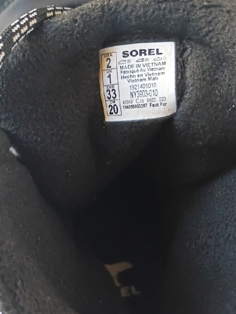 Sorel Black and White Lace-Up Waterproof Boots Size 2